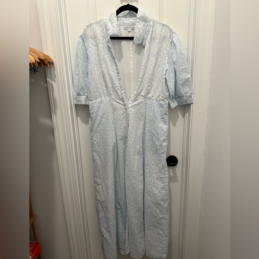 Julia Amory Short Sleeve Shirt Dress - Blue Wisteria - Size Large